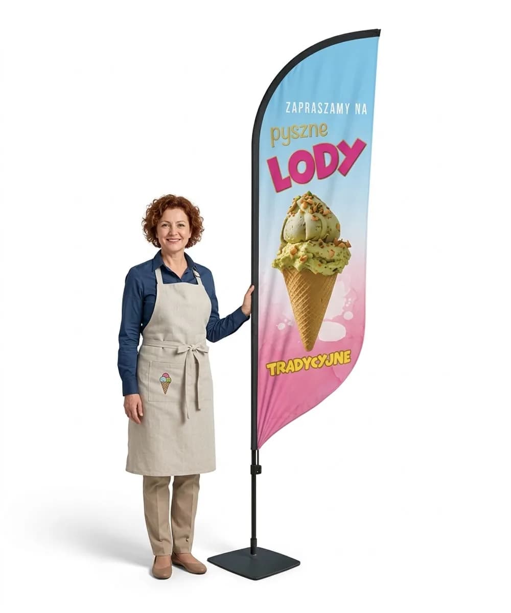 Reklamná vlajka Winder – Zmrzlina – vzor 1 – konfigurovateľná súprava