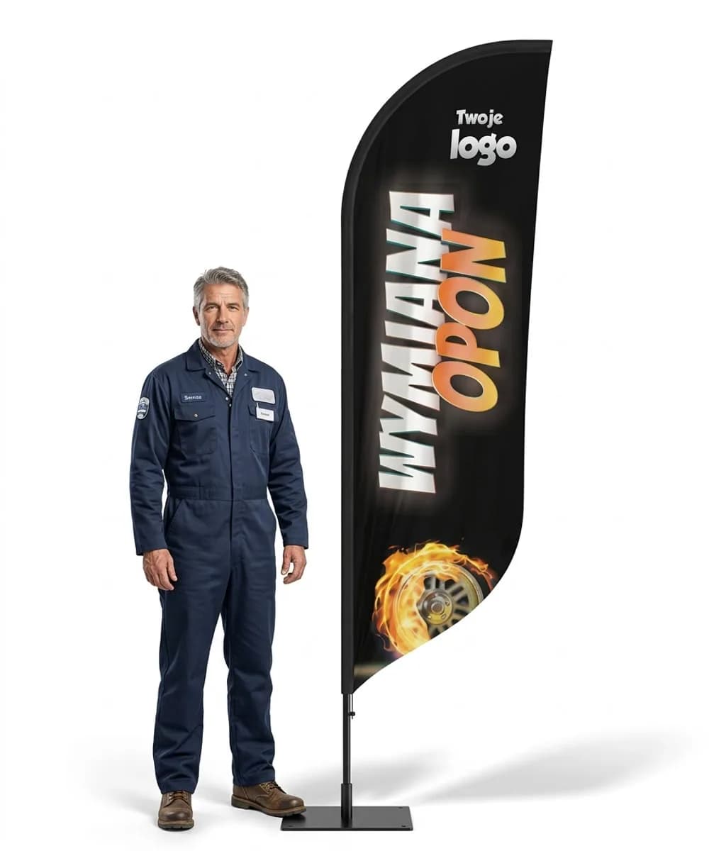 Reklamná vlajka Winder – Pneumatiky Vulkanizácia – vzor 4 – konfigurovateľná súprava