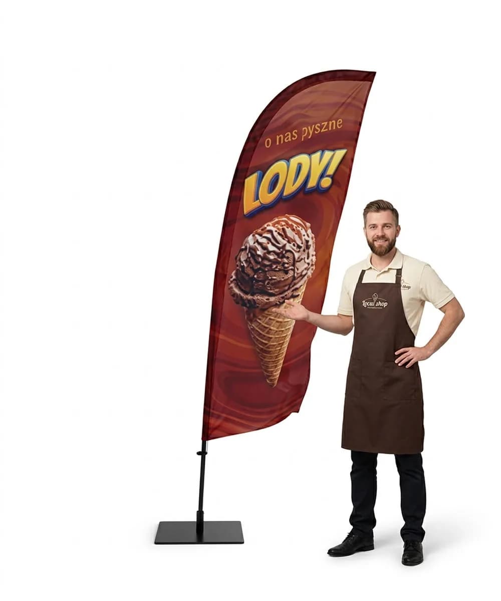 Reklamná vlajka Winder – Zmrzlina – vzor 11 – konfigurovateľná súprava