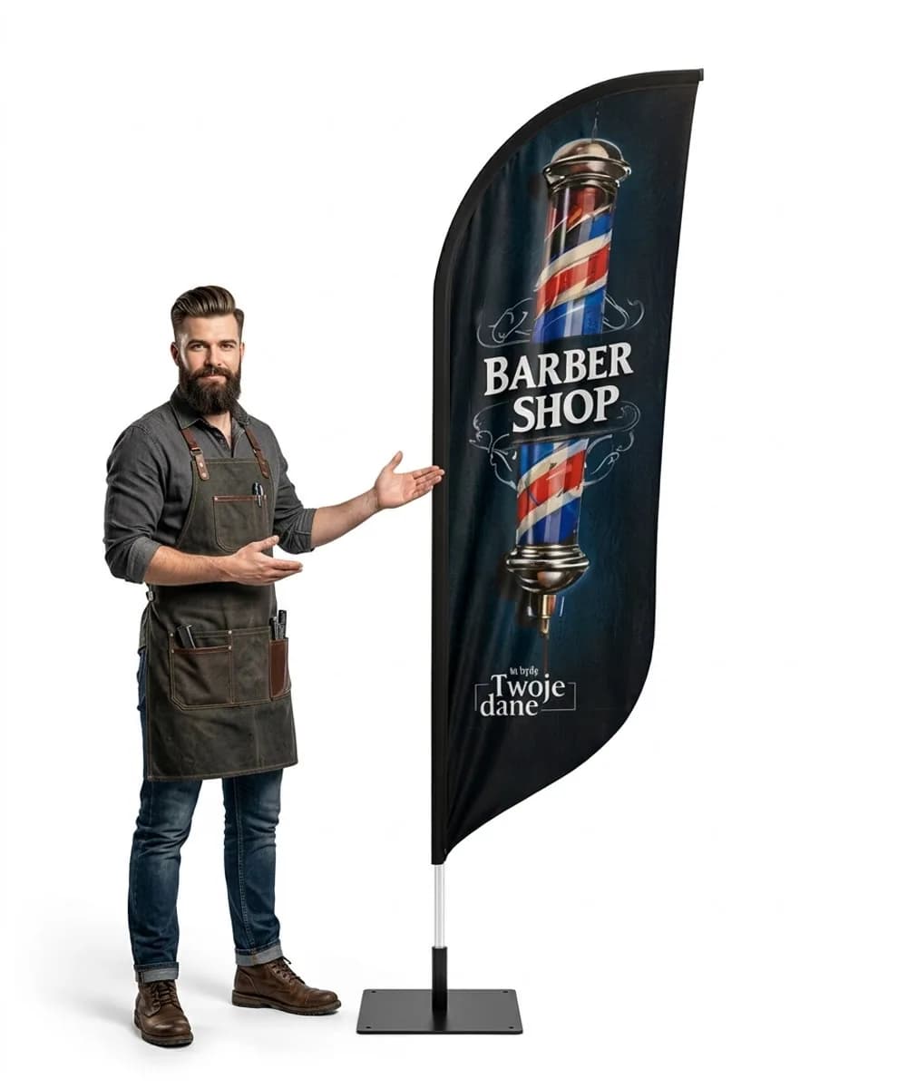 Reklamná vlajka Winder – Barber Shop – vzor 12 – konfigurovateľná súprava