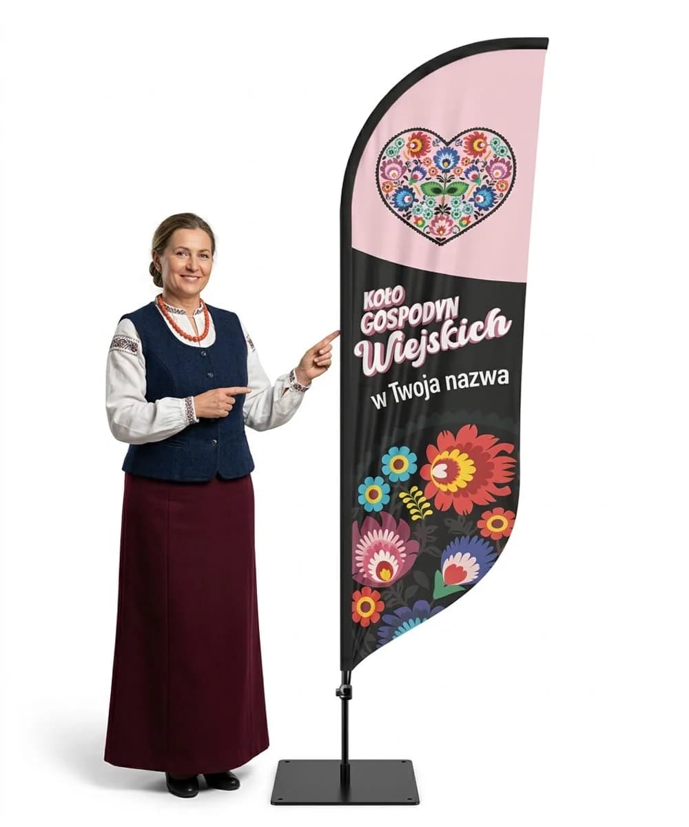 Reklamná vlajka Winder – Spolok vidieckych žien reklama KGW – vzor 3 – konfigurovateľná súprava