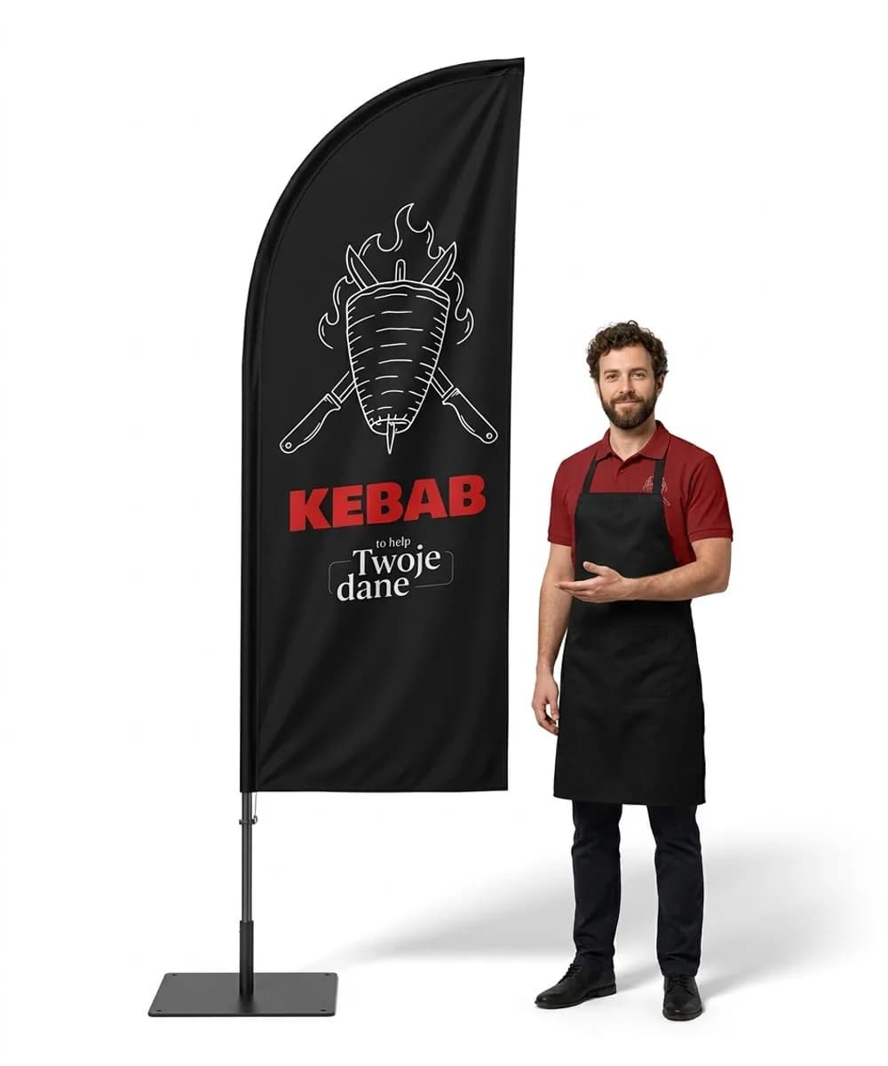 Reklamná vlajka Winder – Kebab – vzor 6 – konfigurovateľná súprava