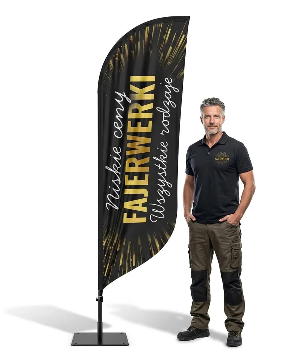 Reklamná vlajka Winder – Ohňostroje reklama – vzor 3 – konfigurovateľná súprava