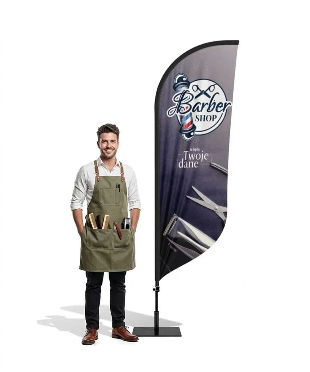 Reklamná vlajka Winder – Barber – vzor 15 – konfigurovateľná súprava