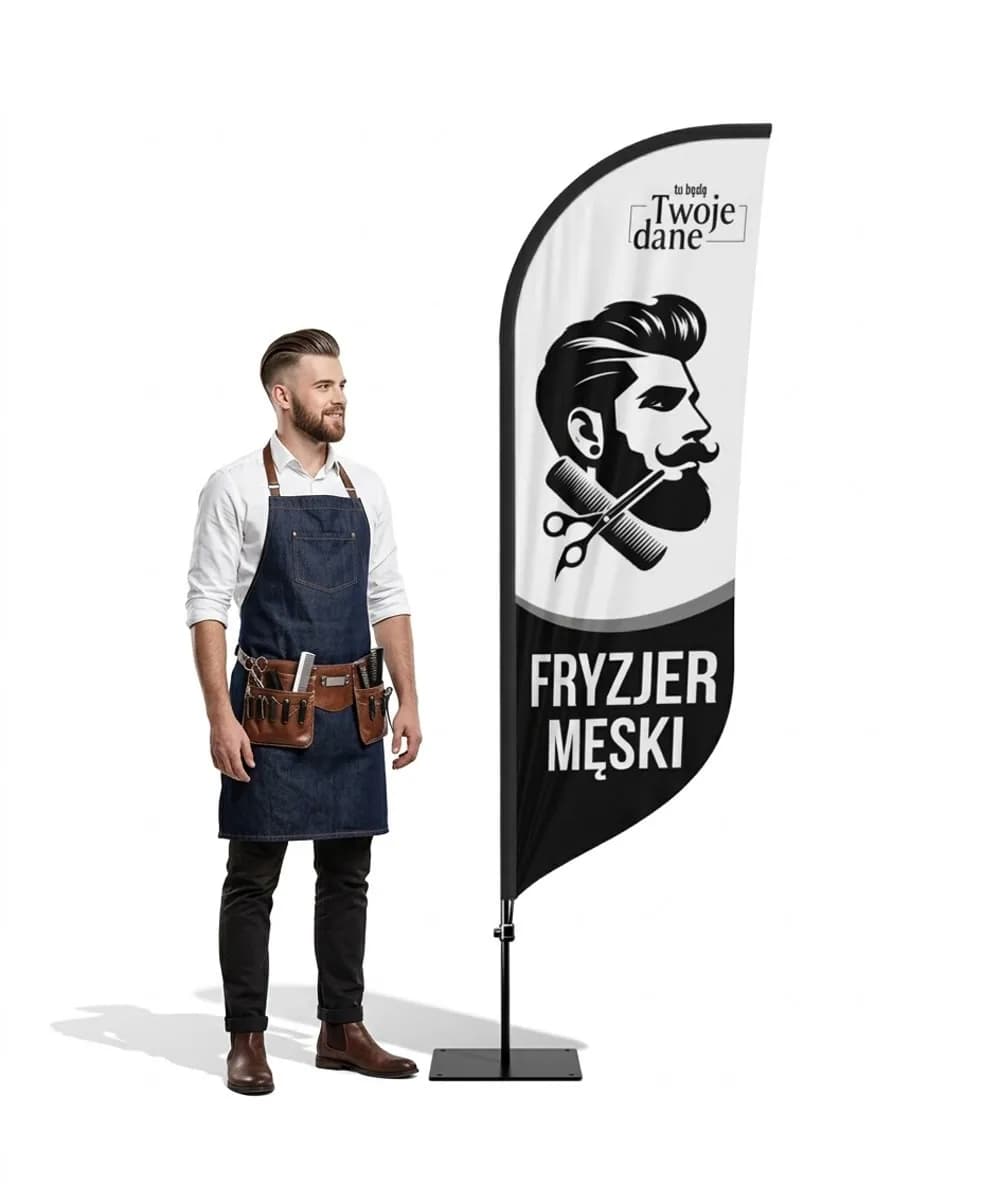 Reklamná vlajka Winder – Barber – vzor 21 – konfigurovateľná súprava