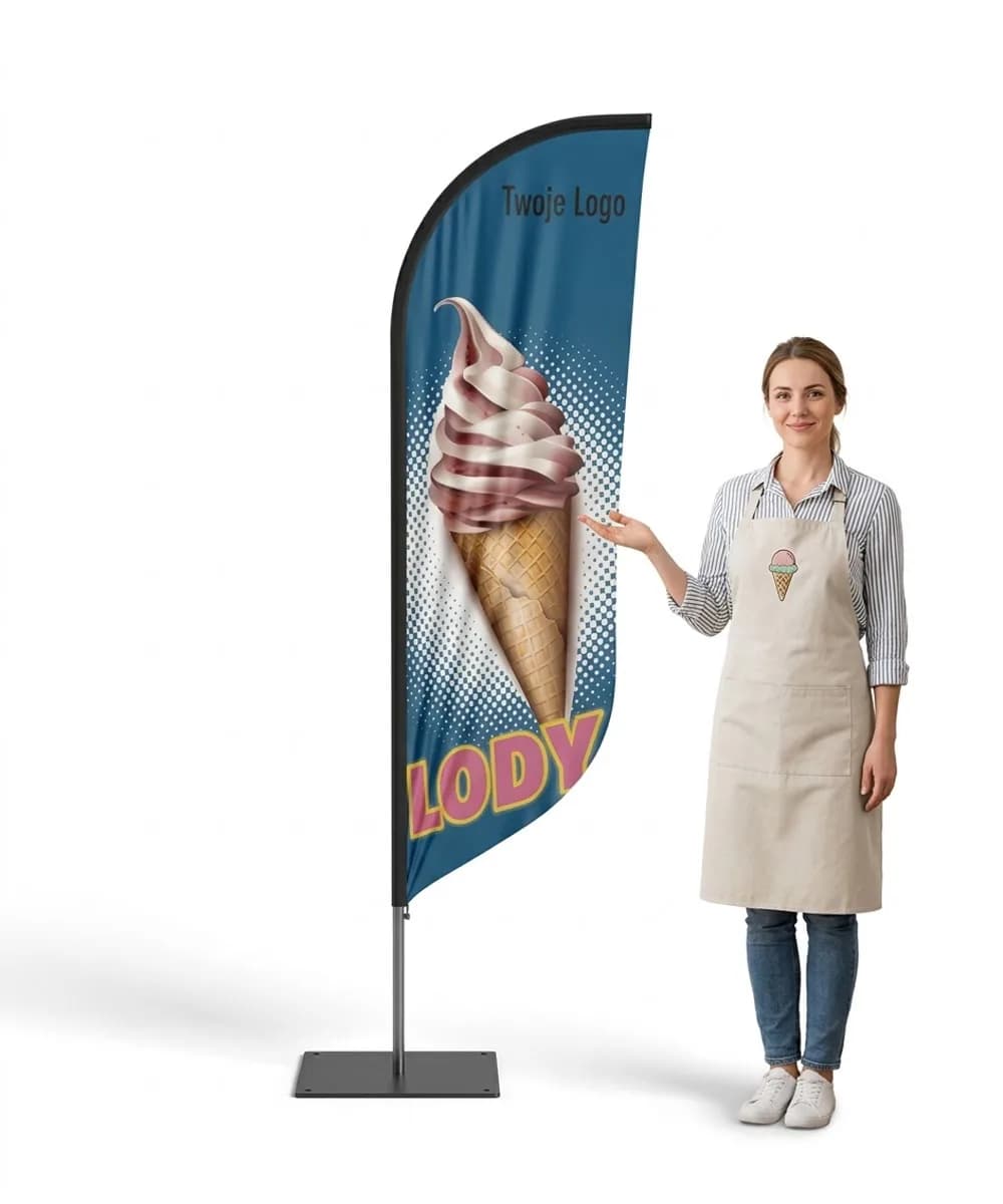 Reklamná vlajka Winder – Zmrzlina – vzor 21 – konfigurovateľná súprava