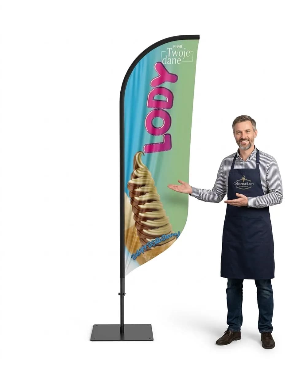 Reklamná vlajka Winder – Zmrzlina – vzor 23 – konfigurovateľná súprava