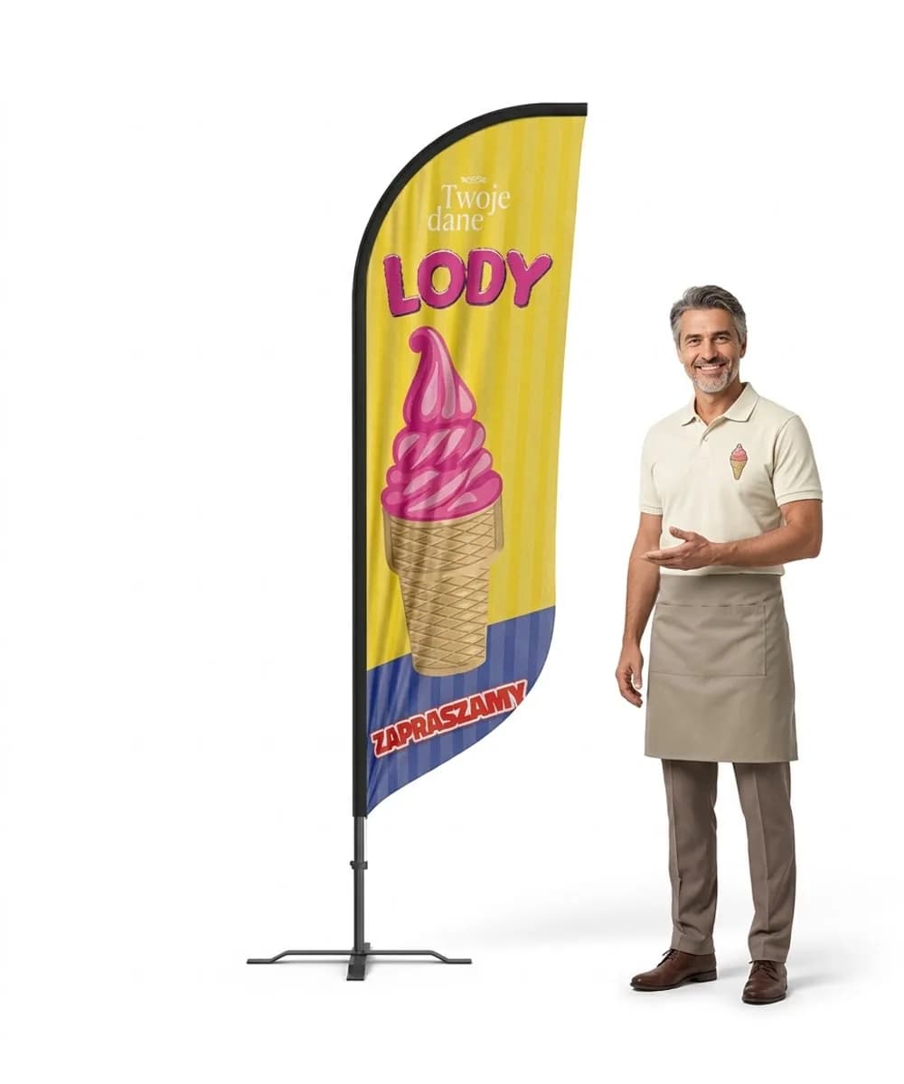 Reklamná vlajka Winder – Zmrzlina – vzor 125 – konfigurovateľná súprava
