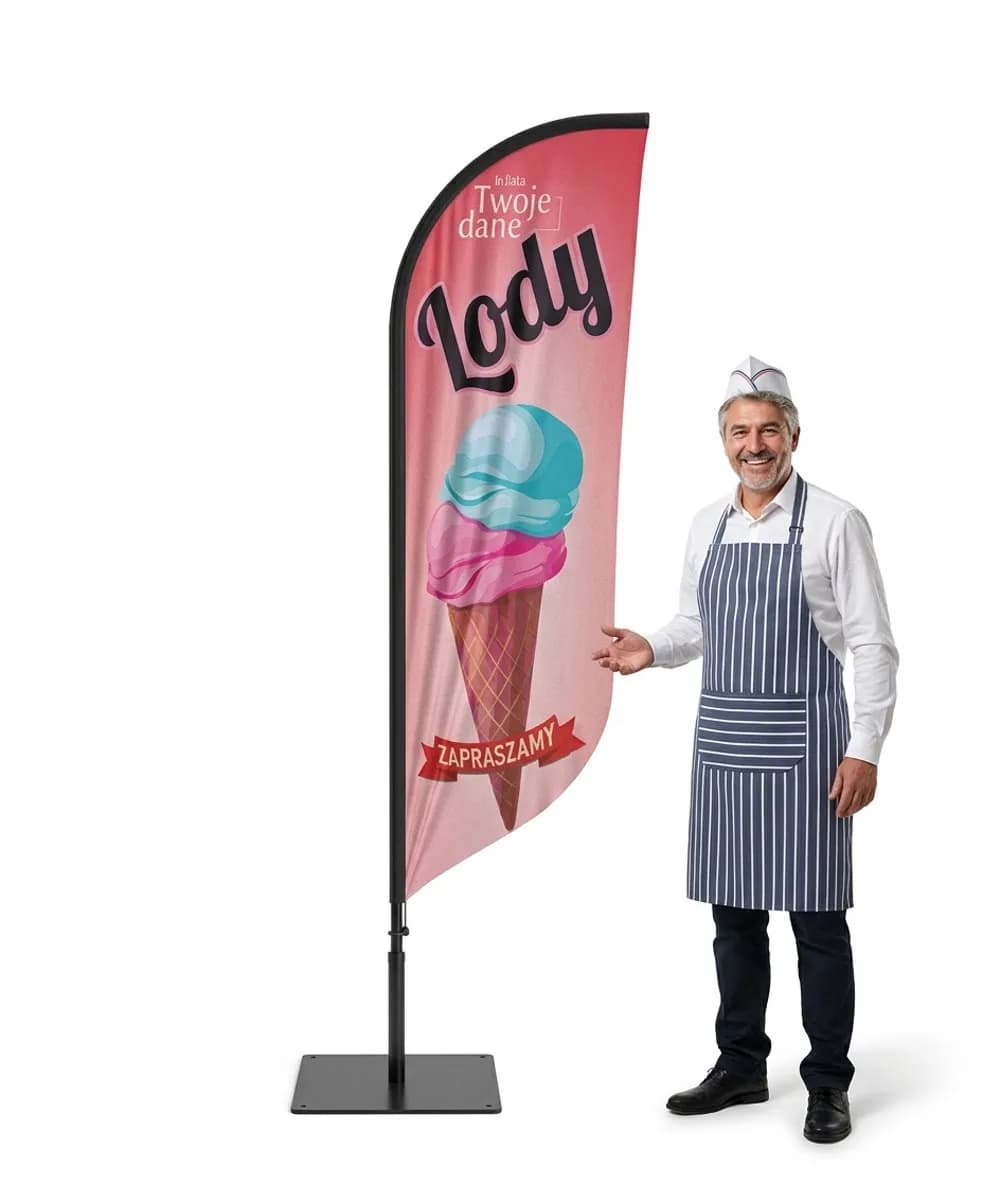 Reklamná vlajka Winder – Zmrzlina – vzor 127 – konfigurovateľná súprava