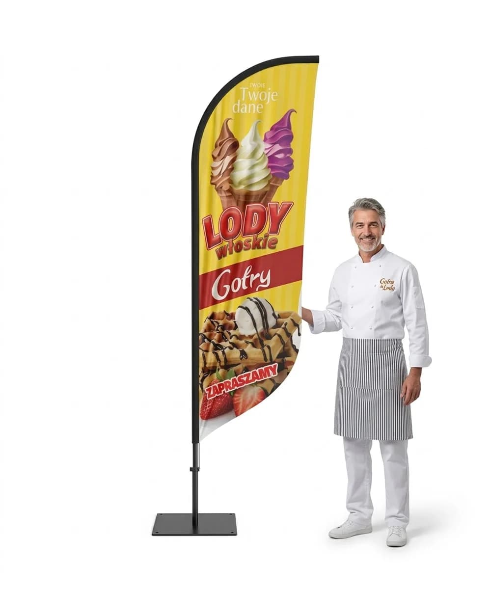 Reklamná vlajka Winder – Zmrzlina – vzor 128 – konfigurovateľná súprava