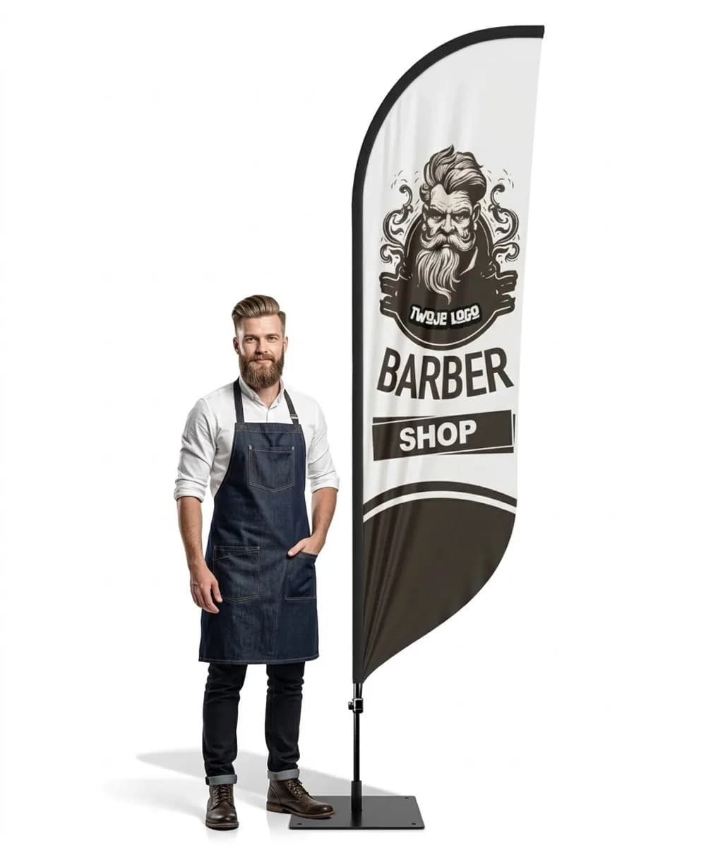 Reklamná vlajka Winder – Barber – vzor 27 – konfigurovateľná súprava