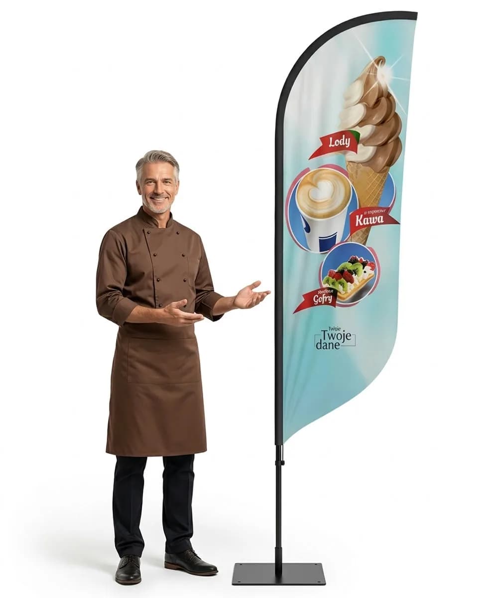 Reklamná vlajka Winder – Zmrzlina Reklama – vzor 28 – konfigurovateľná súprava