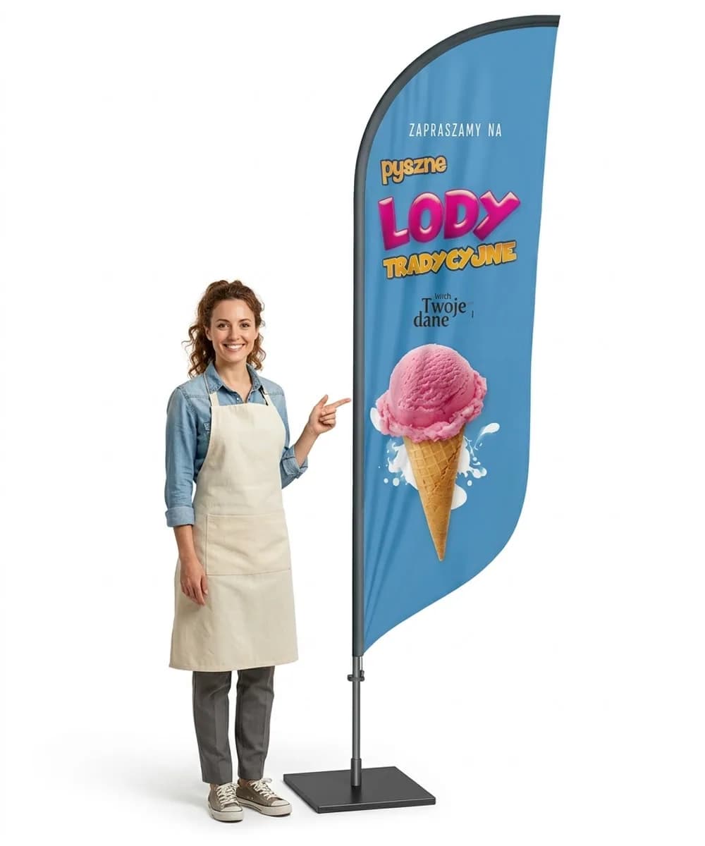 Reklamná vlajka Winder – Zmrzlina Reklama – vzor 32 – konfigurovateľná súprava