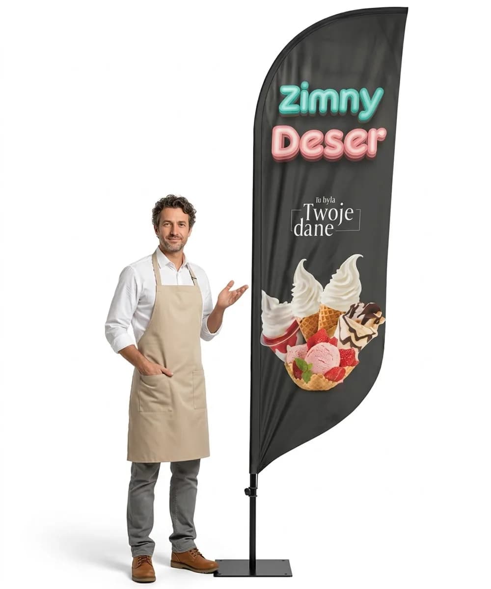 Reklamná vlajka Winder – Zmrzlina Reklama – vzor 37 – konfigurovateľná súprava