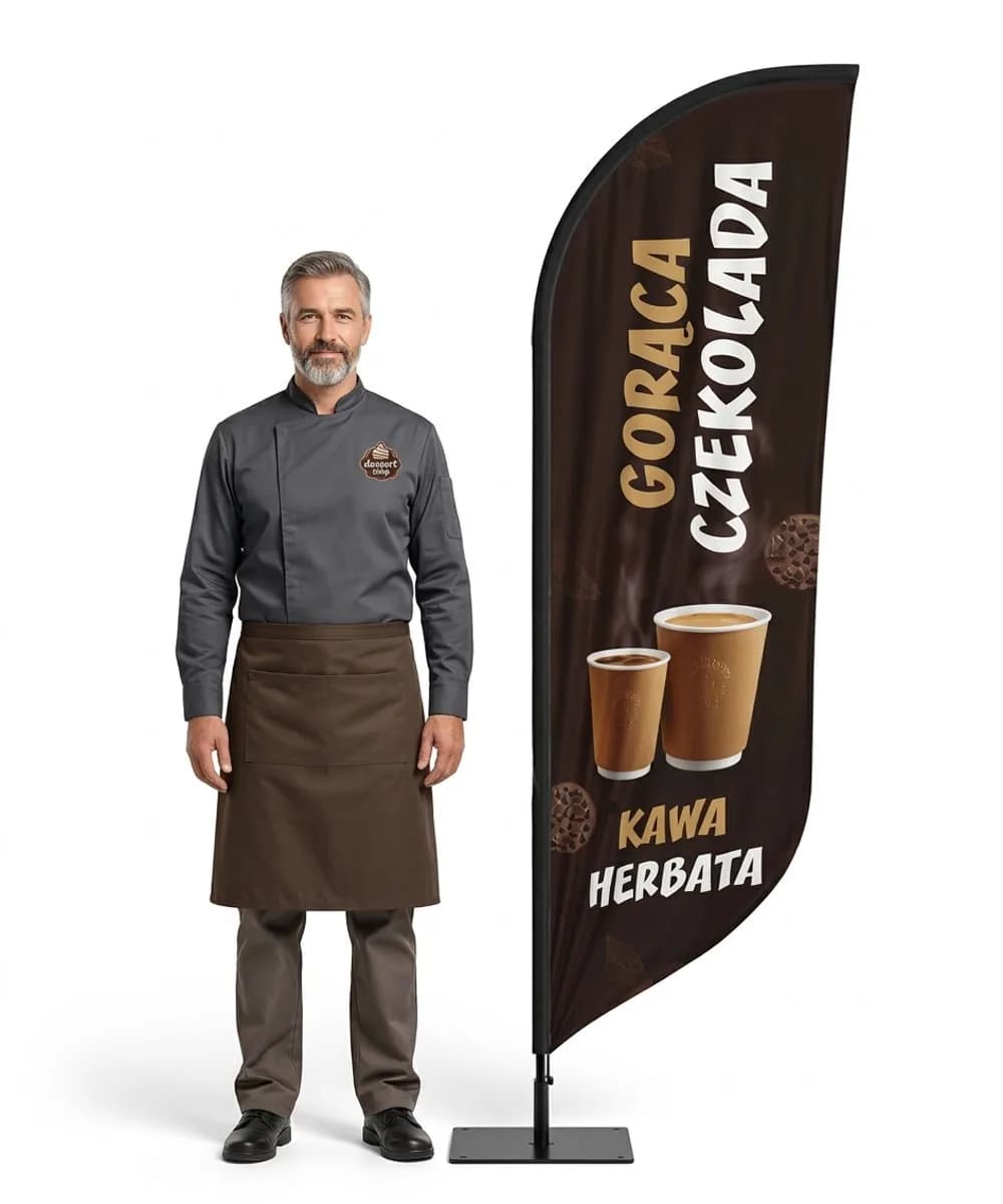 Reklamná vlajka Winder – Horúca čokoláda reklama – vzor 1 – konfigurovateľná súprava