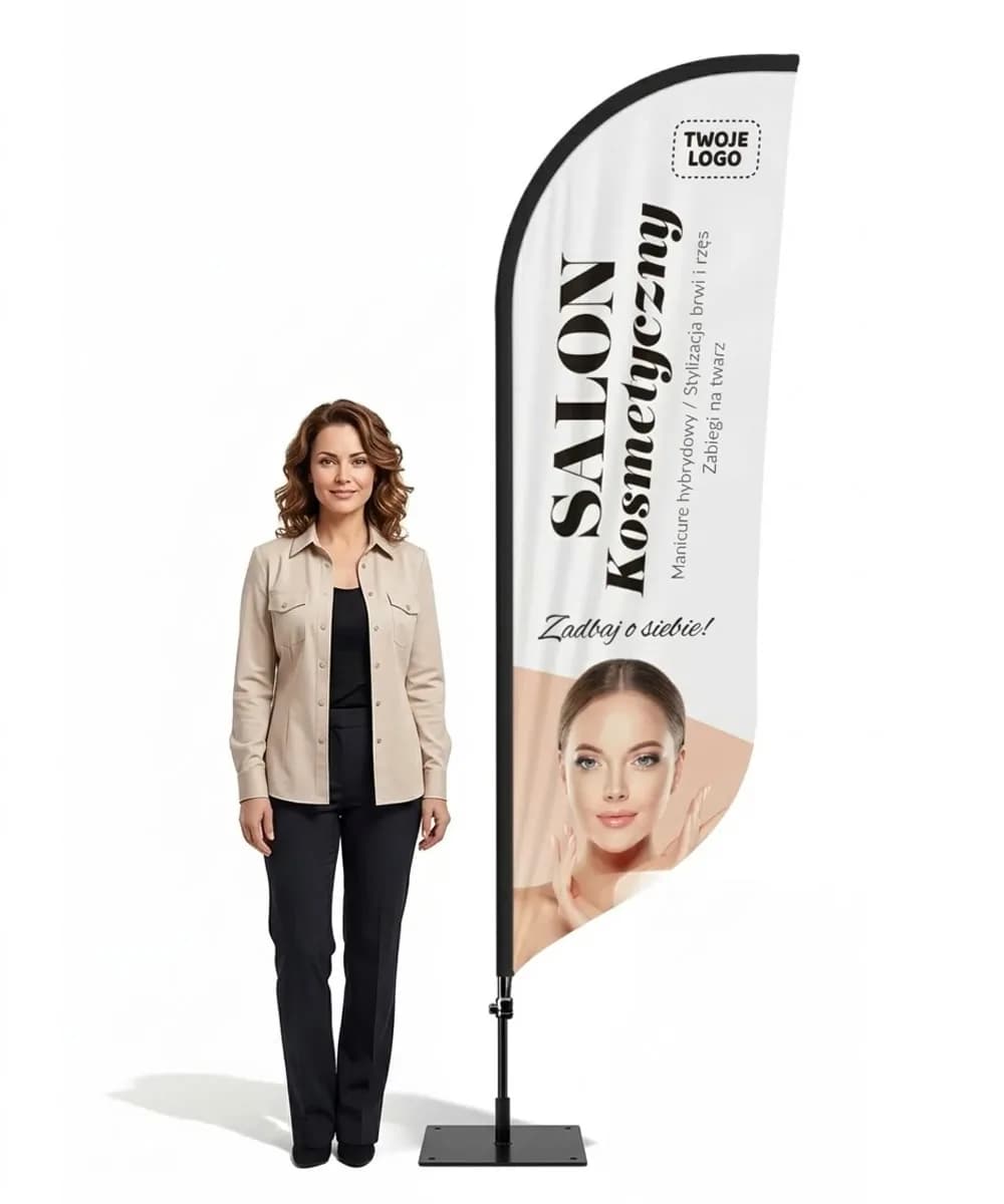 Reklamná vlajka Winder – Salón krásy – vzor 1 – konfigurovateľná súprava