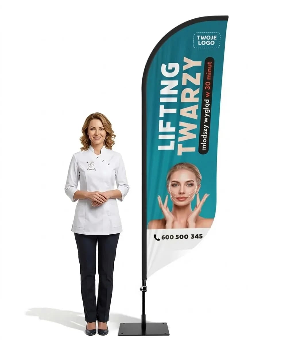 Reklamná vlajka Winder – Salón krásy – vzor 6 – konfigurovateľná súprava