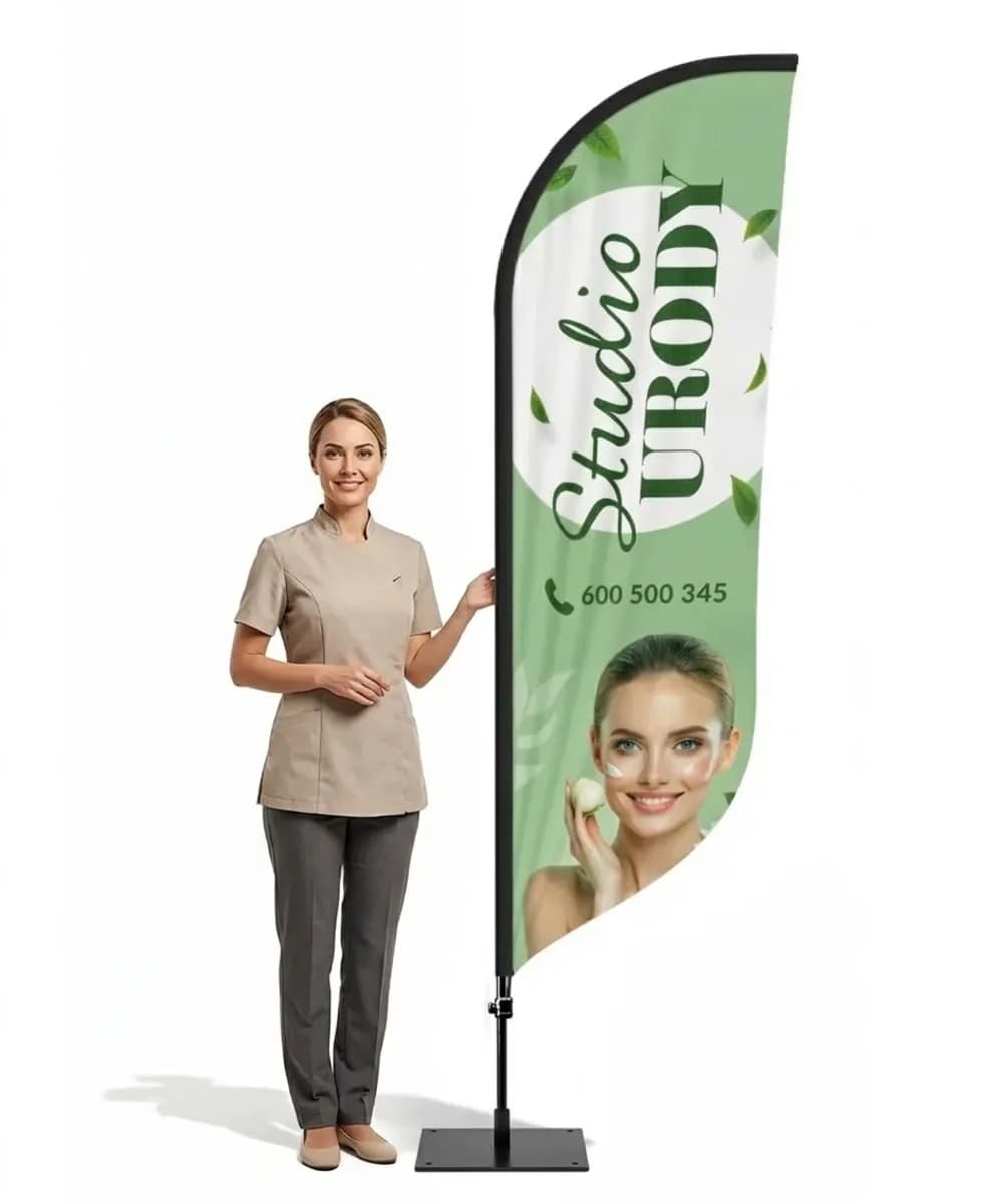 Reklamná vlajka Winder – Salón krásy – vzor 9 – konfigurovateľná súprava