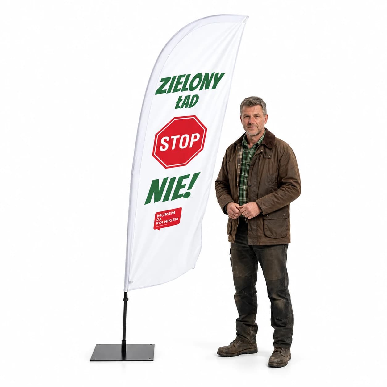 Reklamná vlajka Winder – so stožiarom protest poľnohospodárov – vzor 2 – konfigurovateľná súprava