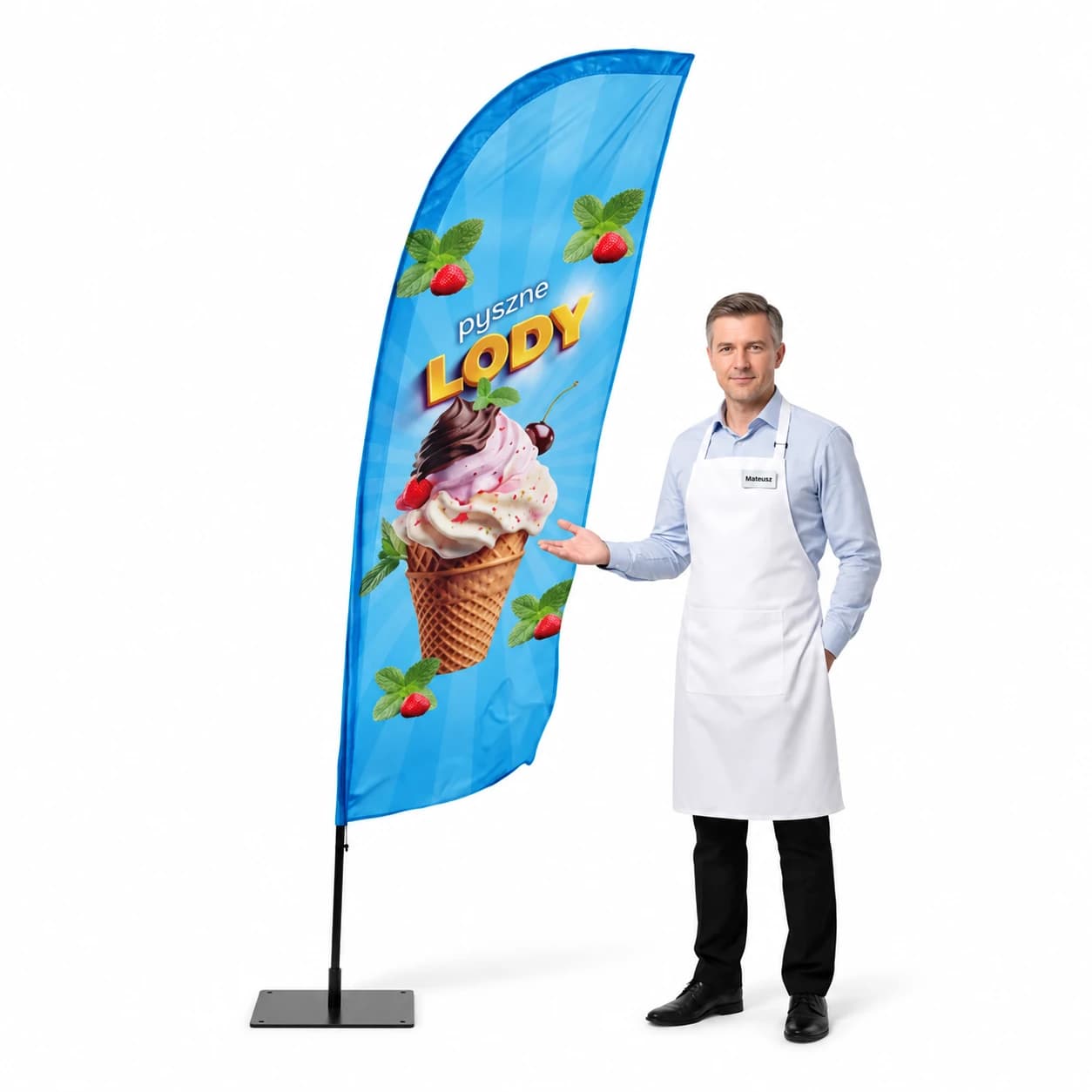 Reklamná vlajka Winder – Zmrzlina – vzor 5 – konfigurovateľná súprava