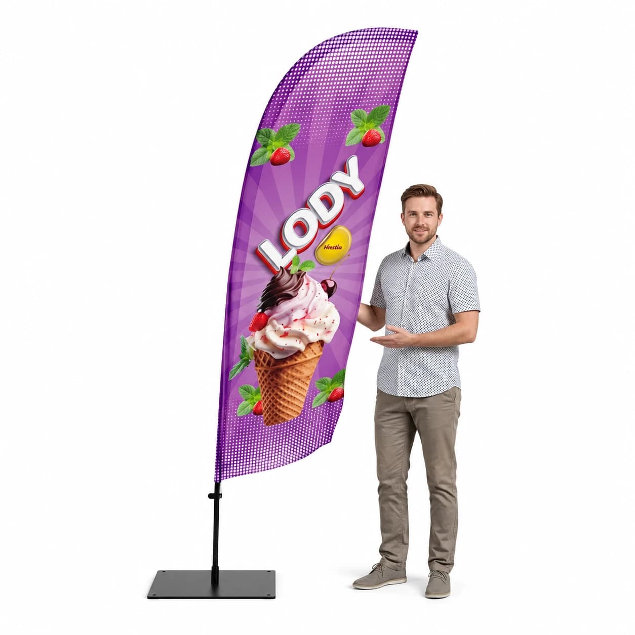 Reklamná vlajka Winder – Zmrzlina – vzor 6 – konfigurovateľná súprava