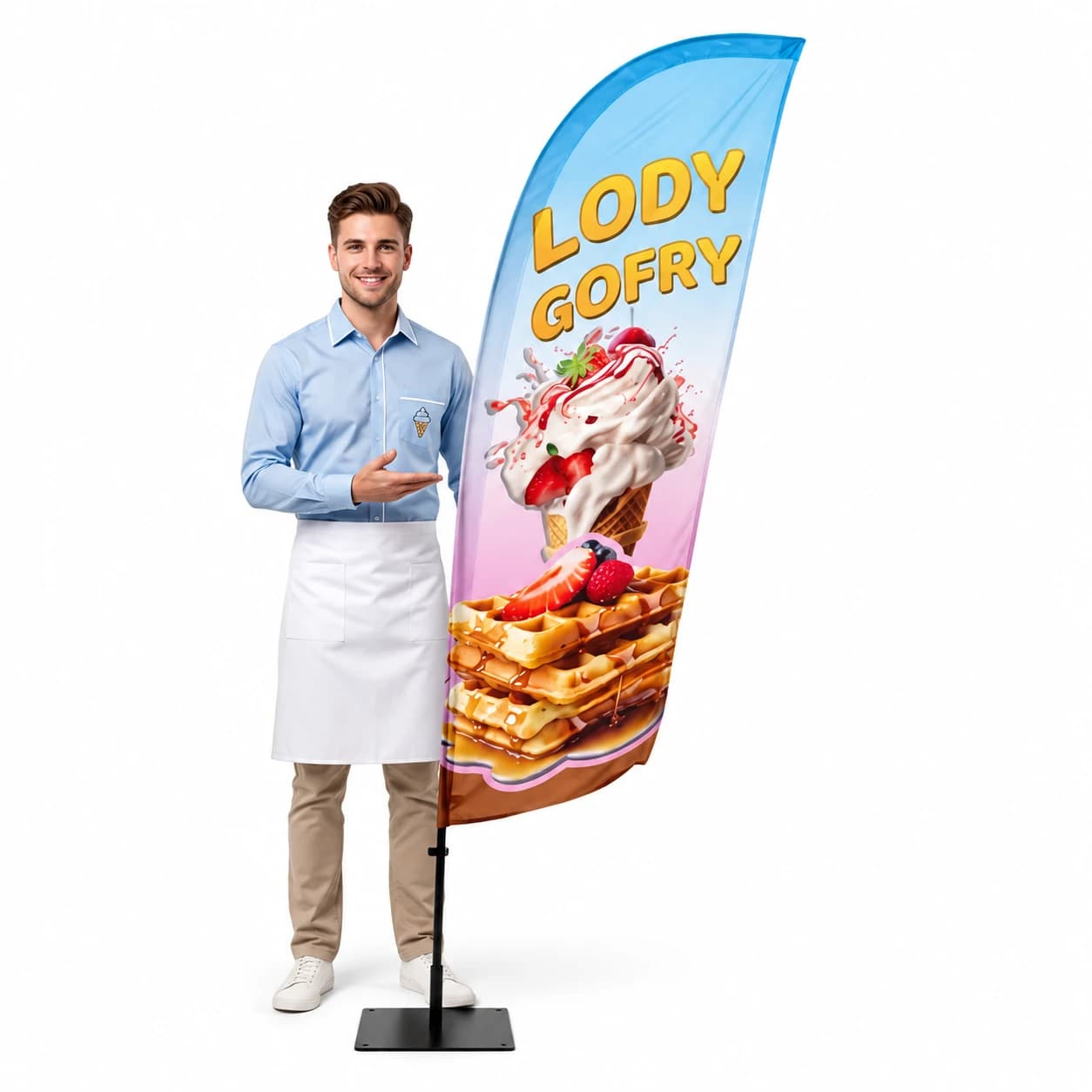 Reklamná vlajka Winder – Zmrzlina – vzor 3 – konfigurovateľná súprava