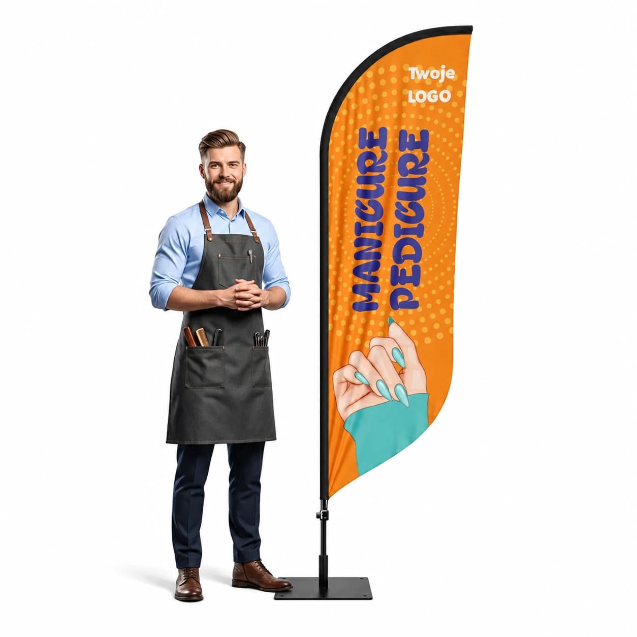 Reklamná vlajka Winder – Barber – vzor 11 – konfigurovateľná súprava