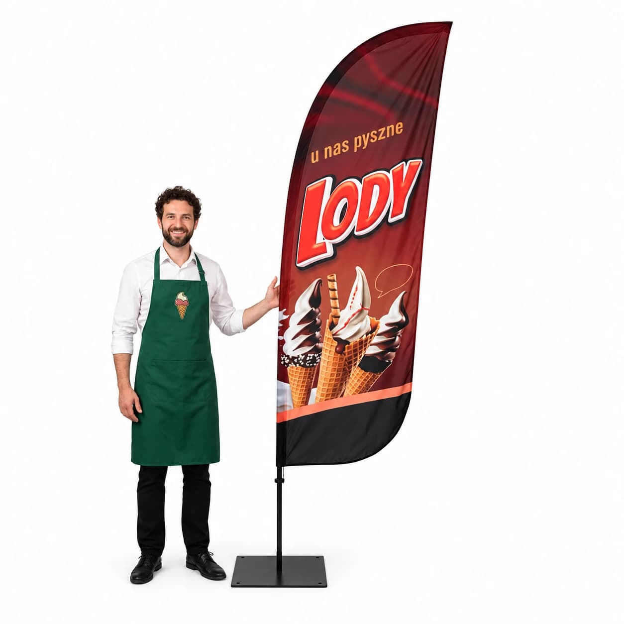 Reklamná vlajka Winder – Zmrzlina – vzor 10 – konfigurovateľná súprava