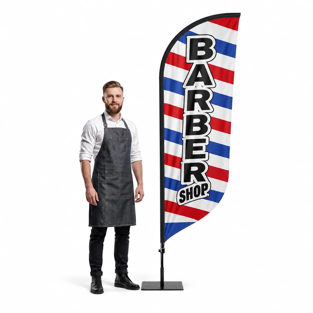 Reklamná vlajka Winder – Barber – vzor 13 – konfigurovateľná súprava
