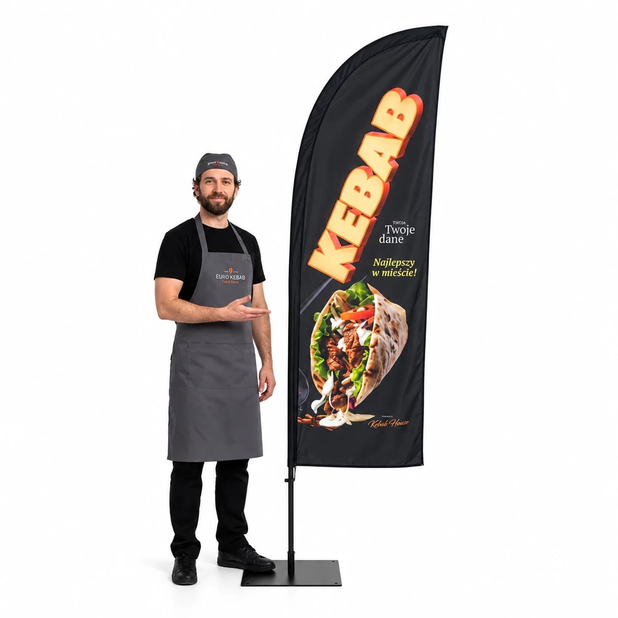 Reklamná vlajka Winder – Kebab – vzor 3 – konfigurovateľná súprava