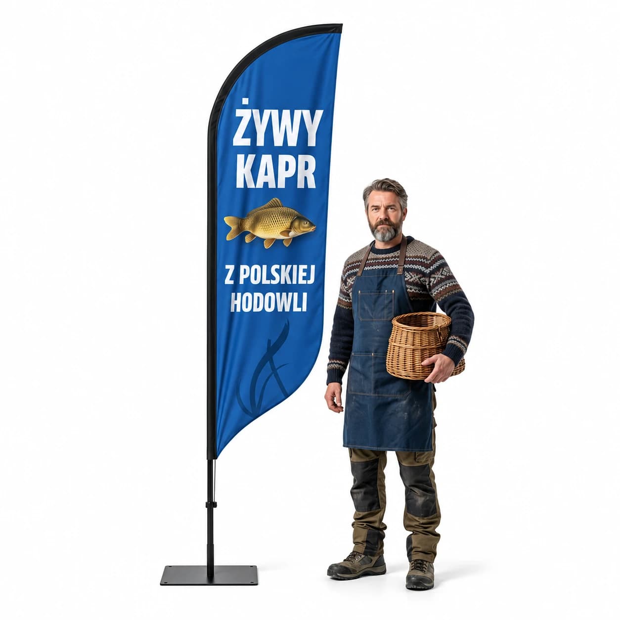 Reklamná vlajka Winder – Živý kapor reklama – vzor 1 – konfigurovateľná súprava