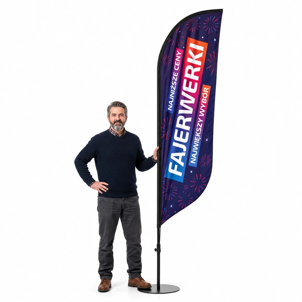 Reklamná vlajka Winder – Ohňostroje reklama – vzor 1 – konfigurovateľná sada