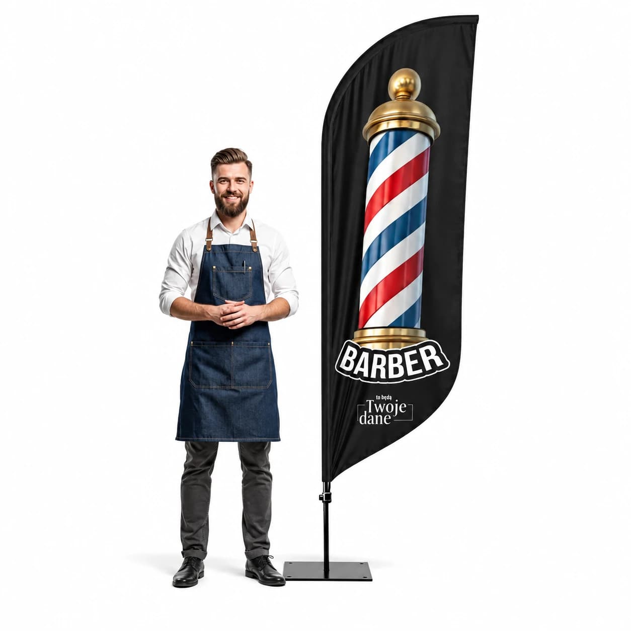 Reklamná vlajka Winder – Barber – vzor 22 – konfigurovateľná súprava