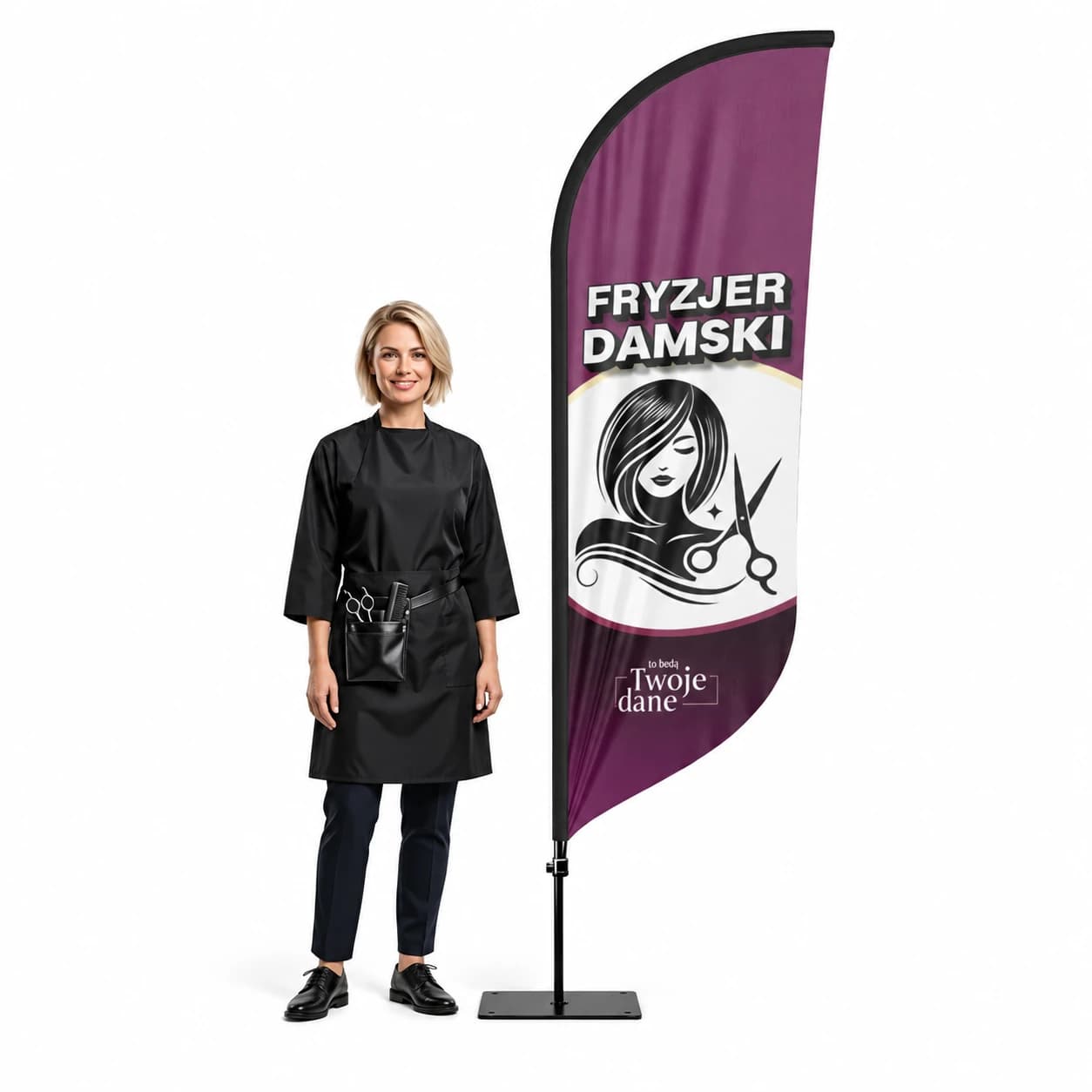 Reklamná vlajka Winder – Kaderník – vzor 12 – konfigurovateľná súprava