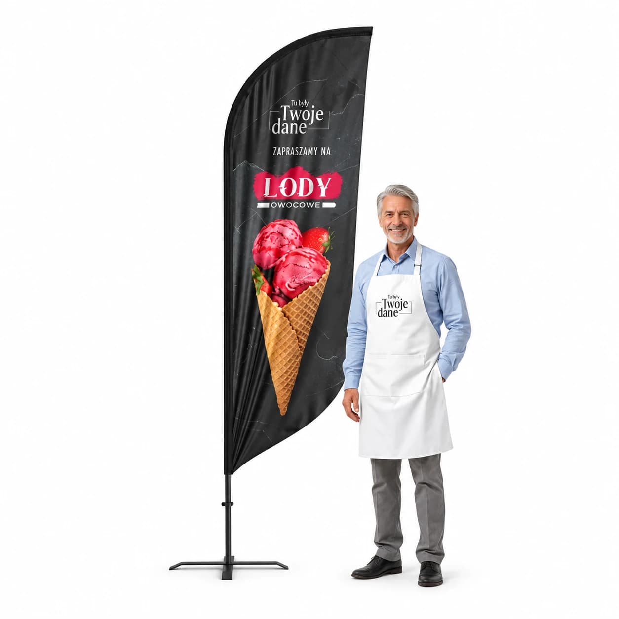 Reklamná vlajka Winder – Zmrzlina – vzor 20 – konfigurovateľná súprava