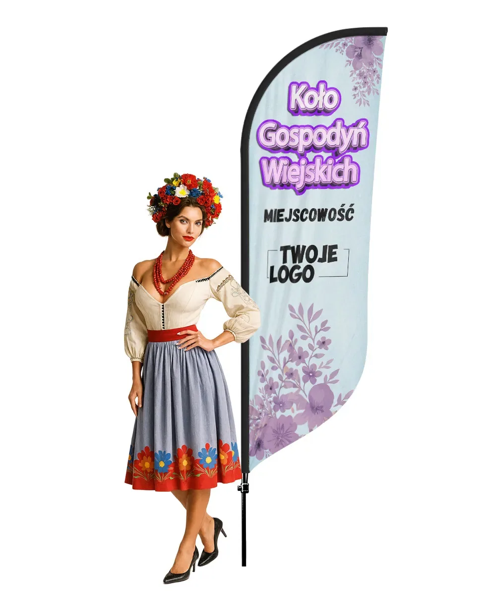 Reklamná vlajka Winder – Spolok vidieckych žien reklama KGW – vzor 10 – konfigurovateľná súprava – hotový odborový beachflag